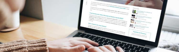 Computador com o artigo Salário Liquido 2020